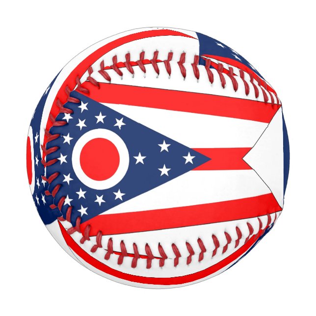 Pelota De Béisbol Béisbol patriótico con bandera de Ohio (Anverso izquierdo)