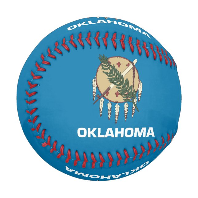 Pelota De Béisbol Béisbol patriótico con bandera de Oklahoma (Anverso izquierdo)