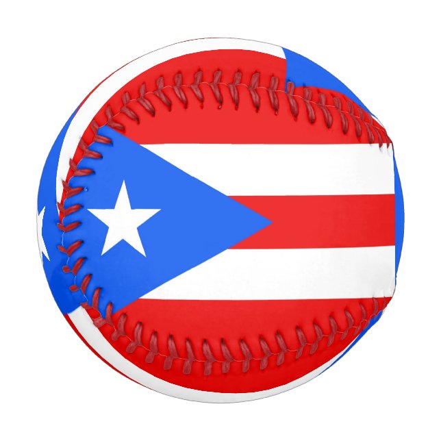 Pelota De Béisbol Béisbol patriótico con bandera de Puerto Rico (Anverso izquierdo)