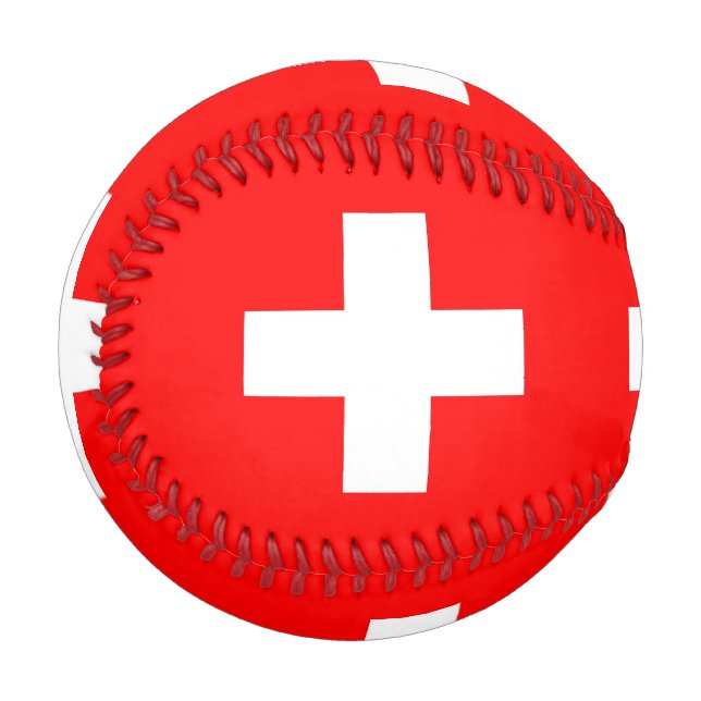 Pelota De Béisbol Béisbol patriótico con bandera de Suiza (Anverso izquierdo)