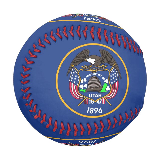 Pelota De Béisbol Béisbol patriótico con bandera de Utah (Anverso izquierdo)