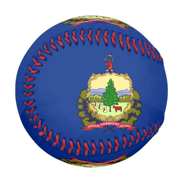 Pelota De Béisbol Béisbol patriótico con bandera de Vermont (Anverso izquierdo)
