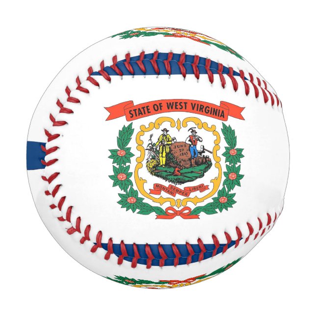 Pelota De Béisbol Béisbol patriótico con bandera de Virginia Occiden (Anverso izquierdo)