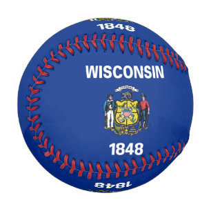 Pelota De Béisbol Béisbol patriótico con bandera del estado de Wisco