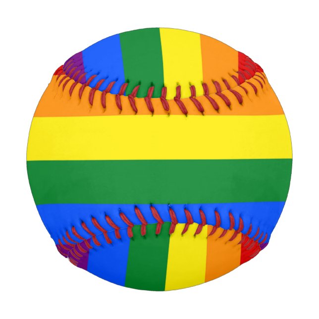 Pelota De Béisbol Béisbol patriótico con bandera del Orgullo Arcoiri (Reverso)
