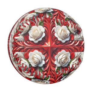 Pelota De Béisbol Béisbol patriótico con diseño de Rosas ingleses