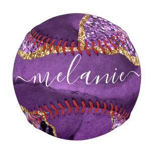 Pelota De Béisbol Béisbol Personalizado con Brillo Dorado Púrpura No