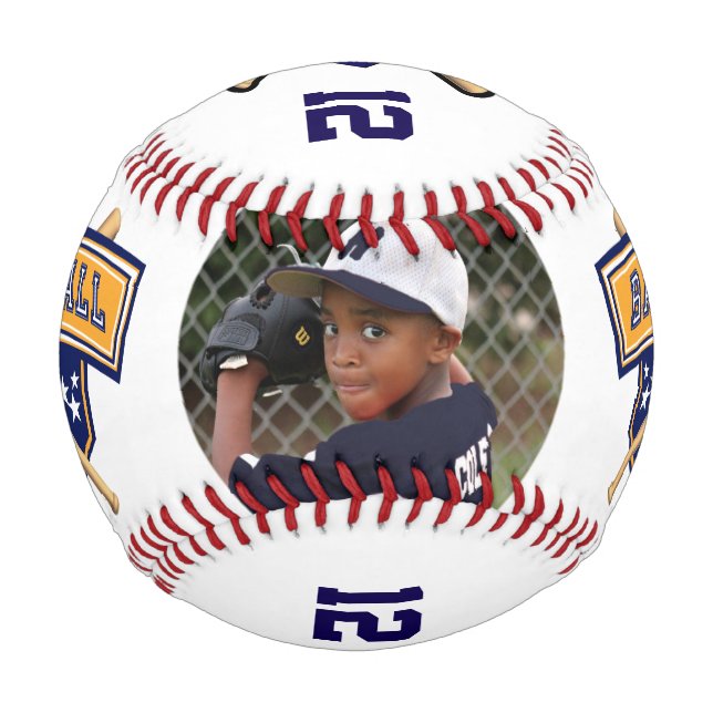 Pelota De Béisbol Béisbol personalizado con foto - Azul oscuro (Anverso)