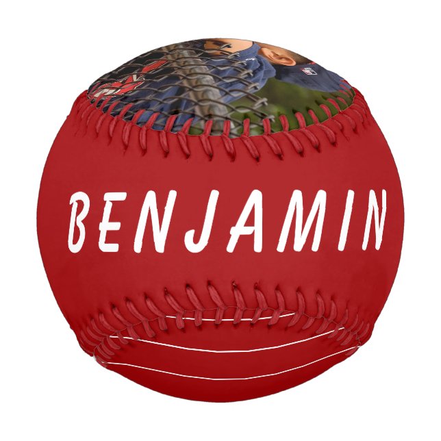Pelota De Béisbol Béisbol personalizado con nombre y foto (Reverso)