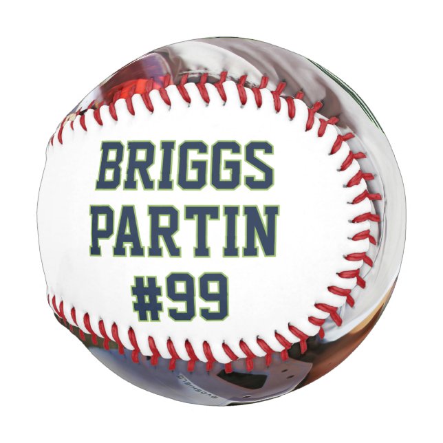 Pelota De Béisbol Béisbol personalizado con nombre y foto personaliz (Reverso Izquierdo)