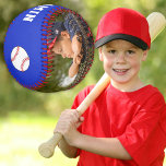 Pelota De Béisbol Béisbol personalizado con número de nombres Niños<br><div class="desc">Este béisbol personalizado y personalizado es un regalo perfecto para jugadores de béisbol, compañeros de equipo, entrenadores, amigos y familiares. Personalízalo con tu foto y nombre de equipo, tu nombre, tu número y el año. Gran interés en recordar tu deporte favorito. La pelota está en colores azul y blanco. Para...</div>