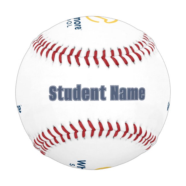 Pelota De Béisbol Béisbol personalizado de la Escuela Whitmore (Anverso)