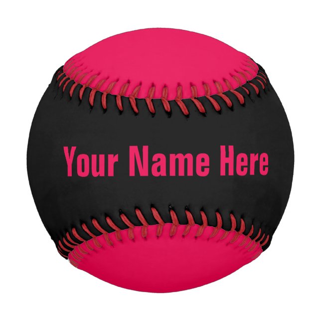 Pelota De Béisbol Béisbol rosa y negro personalizado neón (Reverso)