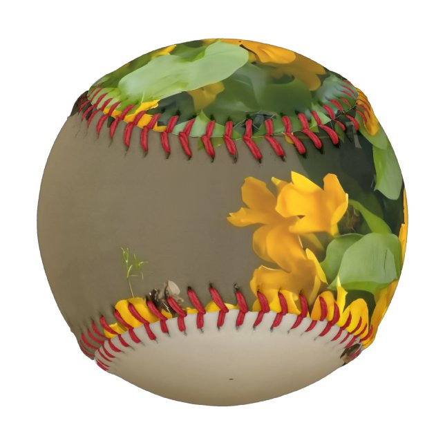 Pelota De Béisbol Belleza Flor de Oro (Anverso)