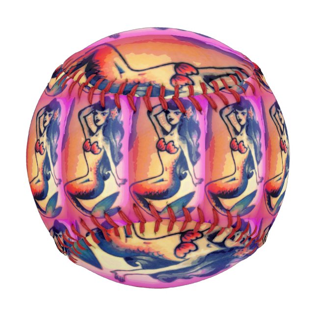 Pelota De Béisbol bellezas de sirena de pelo oscuro (Anverso)