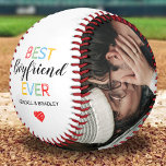Pelota De Béisbol Best Boyfriend Ever Photo<br><div class="desc">Personalized baseball gift featuring the text "best boyfriend ever",  a love heart,  and your names. Plus 2 cute photos for you to customize with your own to make this an extra special birthday or valentines day gift.</div>