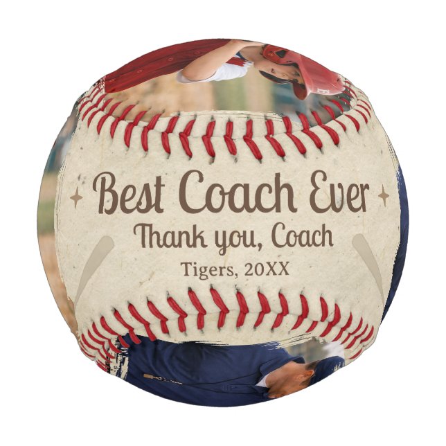 Pelota De Béisbol Best Coach Ever 2 Photo Coach Gift Keepsake (Reverso)