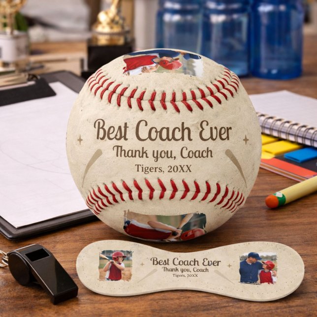 Pelota De Béisbol Best Coach Ever 2 Photo Coach Gift Keepsake (Subido por el creador)