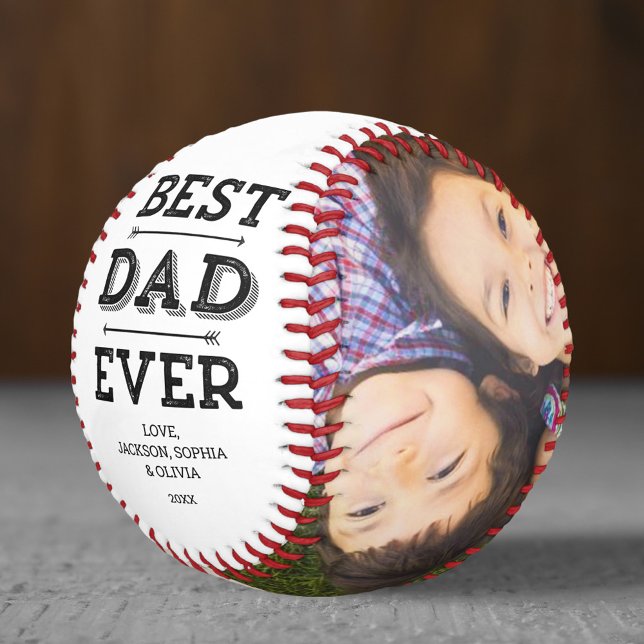 Pelota De Béisbol Best Dad Ever Arrows Custom Personalized Photo (Subido por el creador)