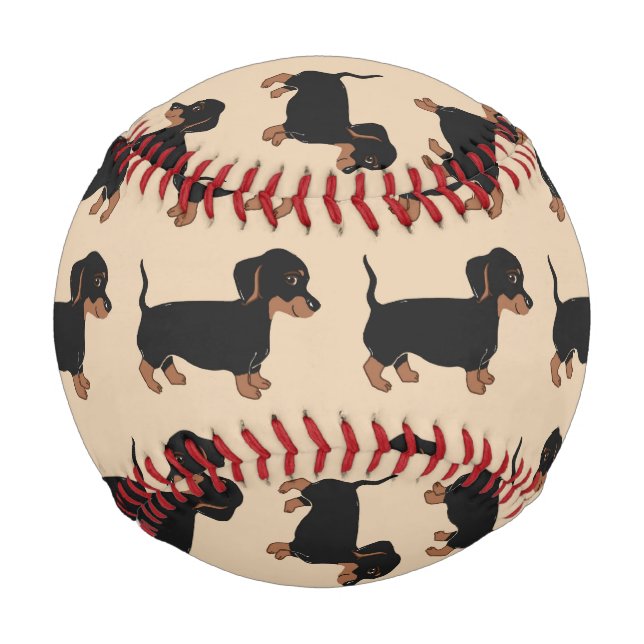 Pelota De Béisbol Black Dachshunds Pattern Baseball (Anverso)