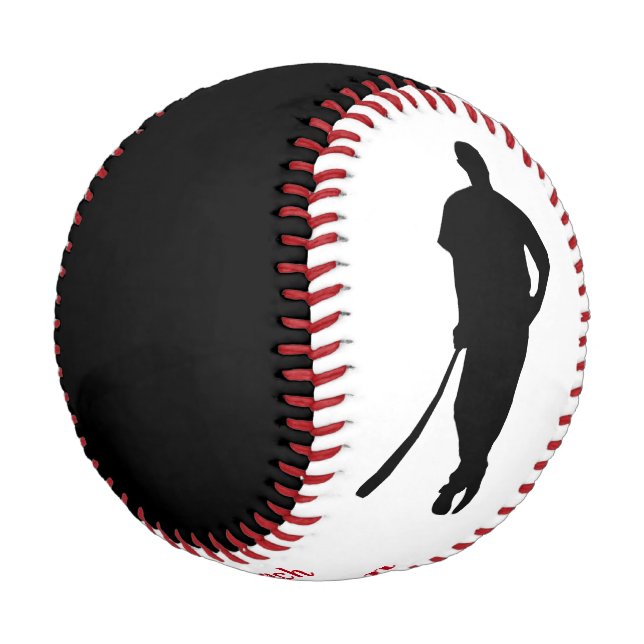 Pelota De Béisbol Black Red Champion Coach Personalized (Angular)