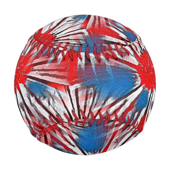 Pelota De Béisbol Blanco rojo y azul de Estados Unidos (Anverso)