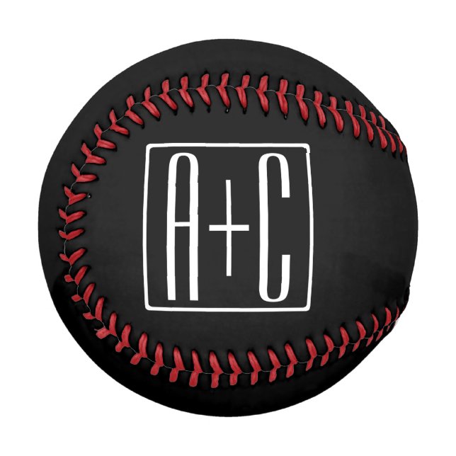 Pelota De Béisbol Blanco y negro | Iniciales de parejas (Anverso izquierdo)