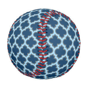 Pelota De Béisbol Blue and Baby Blue Trellis, Lattice, Quatrefoil