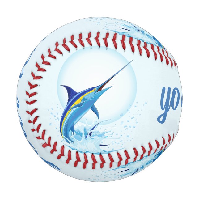 Pelota De Béisbol Blue Marlin Jumping out of Ocean (Anverso izquierdo)