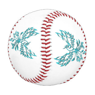 Pelota De Béisbol Blue Phoenix Rising en Blanco