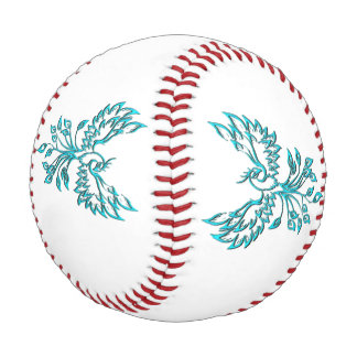 Pelota De Béisbol Blue Phoenix Rising en Blanco