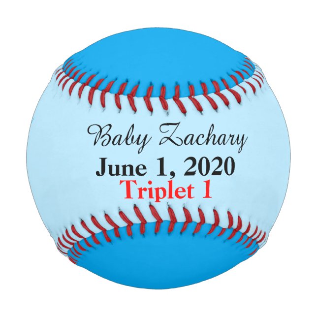 Pelota De Béisbol Blue Triplet Boy Birth Stats (Anverso)