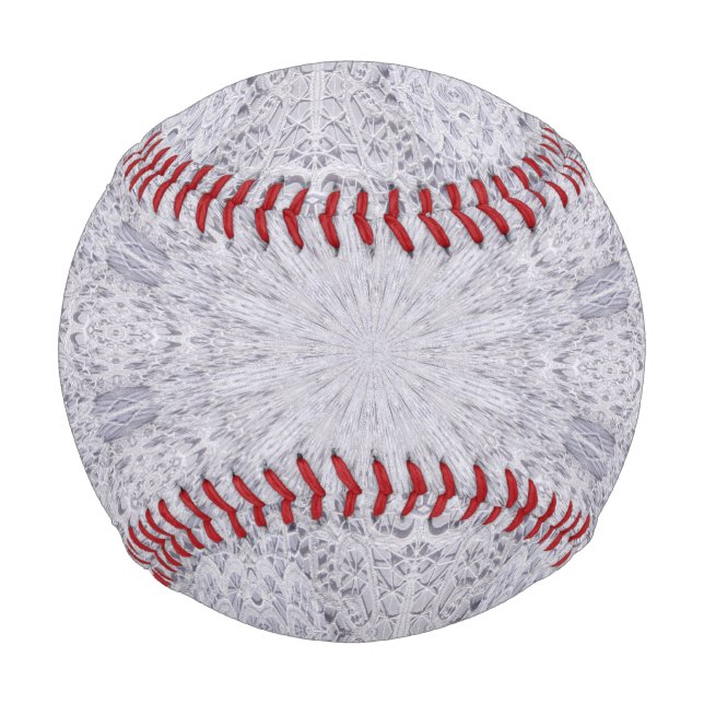 Pelota De Béisbol Boda Lace Blanco Mandala Kaleidoscope Resumen 1 (Anverso)