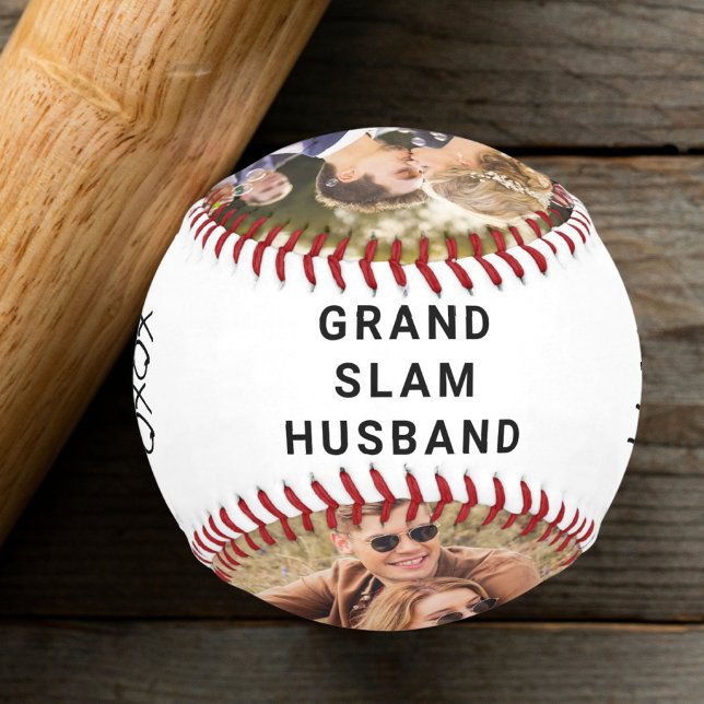 Pelota De Béisbol Boda recién casada con foto del mejor marido (Grand slam home run for the best husband ever: Celebrate your MVP with a personalized photo baseball)