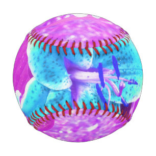Pelota De Béisbol Bonito Aqua Blue Stargazer Lily sobre el morado