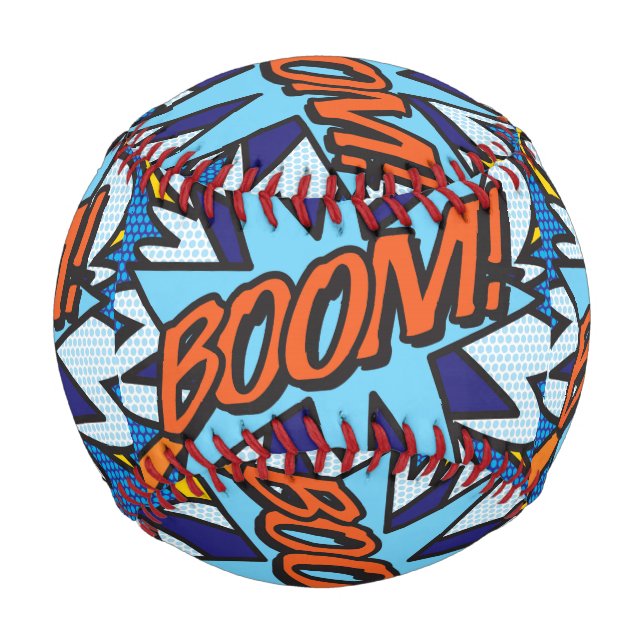 Pelota De Béisbol BOOM Fun Retro Libro Pop Art (Anverso)