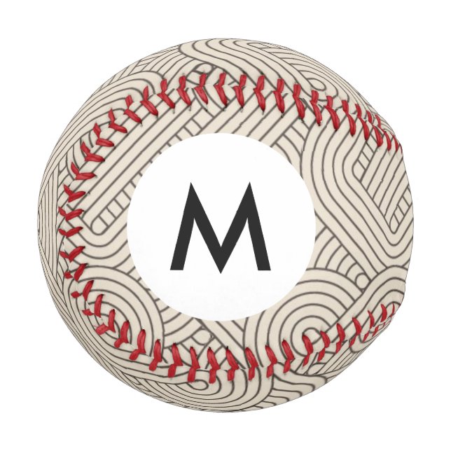 Pelota De Béisbol Borde abstracto de monograma (Anverso izquierdo)