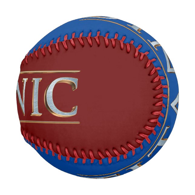 Pelota De Béisbol Borgoña Titánica y Azul (Anverso derecho)