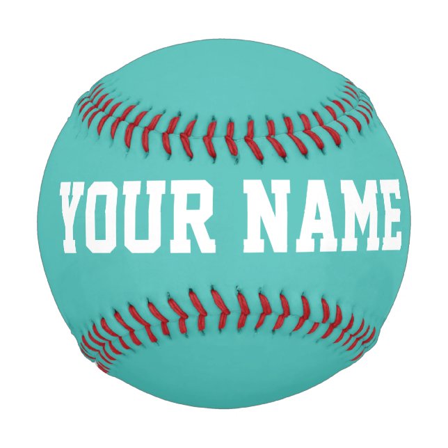 Pelota De Béisbol Boy Birthday gift idea custom name text turquoise (Anverso)