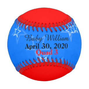 Pelota De Béisbol Boy Quad Birts Stats Red White Blue
