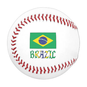 Pelota De Béisbol Brasil y Bandera Brasileña con Tu Nombre