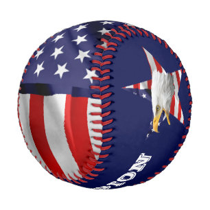 Pelota De Béisbol Bravo águila calva, la bandera estadounidense, est