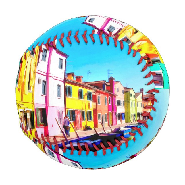 Pelota De Béisbol Burano, pintura acuarela de Venecia (Anverso derecho)