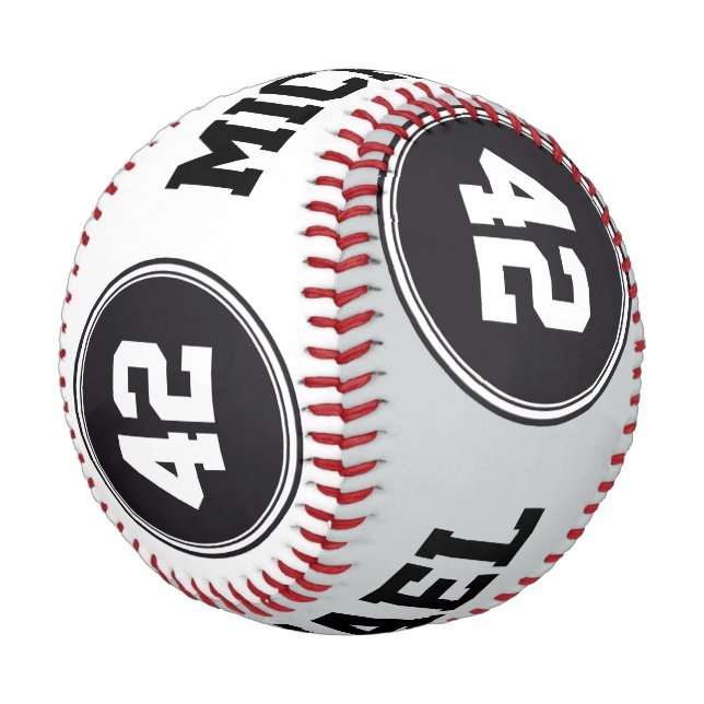 Pelota De Béisbol BUTTON ROUND rayas gris blanco negro + tu texto (Angular)
