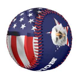 Pelota De Béisbol Cabeza De Un Águila Calva, Estrella, Bandera De Es