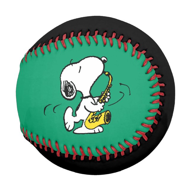 Pelota De Béisbol Cacahuetes | Snoopy Saxophone Player (Anverso derecho)