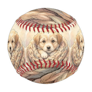 Pelota De Béisbol Cachorro lindo envuelto en manta tejida