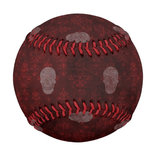 Pelota De Béisbol Caer en rojo las Skulls victorianas (Anverso)