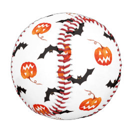 Pelota De Béisbol Calabazas y murciélagos de Halloween, truco o truc