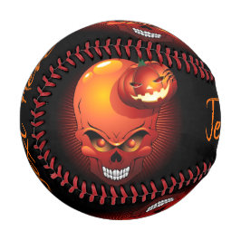 Pelota De Béisbol Calavera de Halloween y calabaza